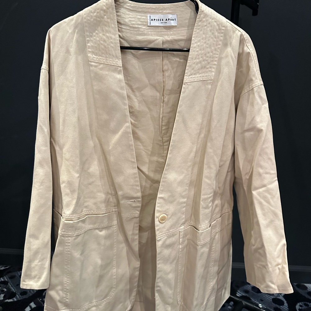 Apiece Apart Cream Blazer Lightweight Open-Front - Picture 2 of 3